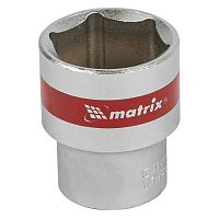 Головка торцевая, 24 мм, шестигранная, CrV, под квадрат 1/2, хромированная Matrix