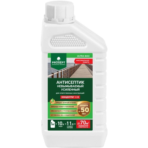 Антисептик усиленный Prosept Ultra Max 077-1 невымываемый концентрат 1:10 1 кг