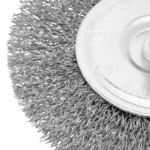 Щетка для дрели 100 мм, плоская со шпилькой, витая проволока Сибртех фото 4