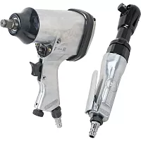 Пневматический ударный гайковерт и трещотка Airline 1/2"DR 312Нм, 1/2"DR 61Нм, с головками 17 предметов, кейс ATAZ100