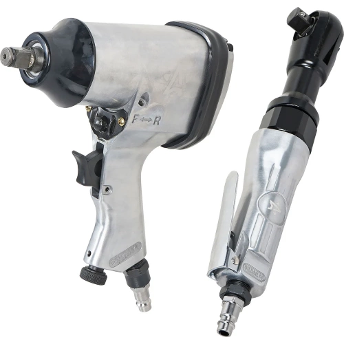 Пневматический ударный гайковерт и трещотка Airline 1/2"DR 312Нм, 1/2"DR 61Нм, с головками 17 предметов, кейс ATAZ100