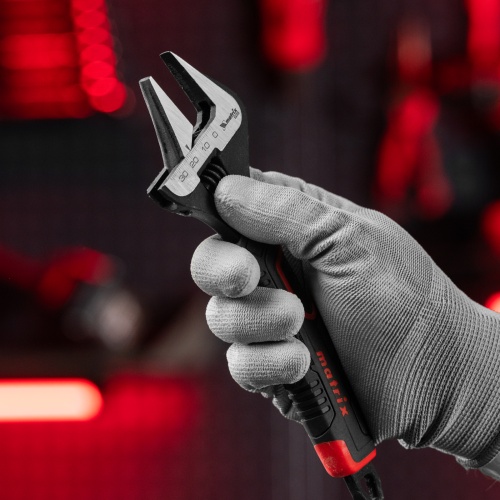 Ключ разводной, тонкие губки, фосфатированный, двухкомпонентная рукоятка, 200 мм, PRO Matrix фото 6