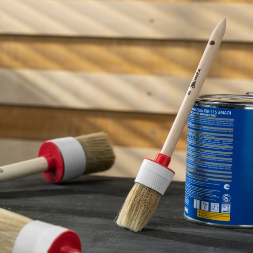 Кисть круглая № 8 (35 мм) натуральная щетина, деревянная ручка MTX фото 6