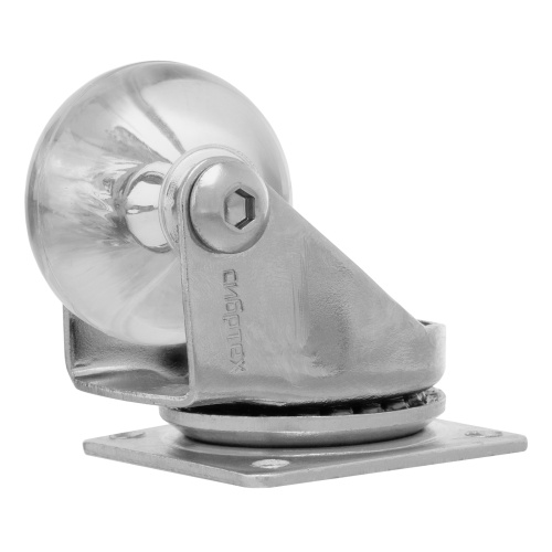 Колесо ПУ прозрачное поворотное d-35 мм, крепление платформенное Сибртех фото 3 Колесо ПУ прозрачное поворотное d-35 мм, крепление платформенное Сибртех фото 3