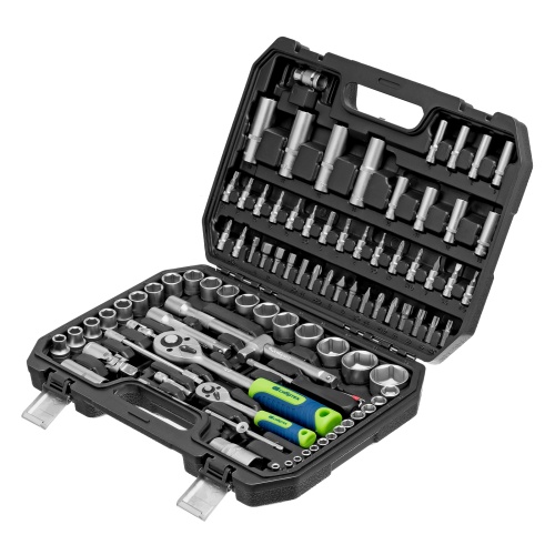 Набор инструментов, 1/2", 1/4", пластиковый кейс, 94 предмета// Сибртех Набор инструментов, 1/2", 1/4", пластиковый кейс, 94 предмета// Сибртех