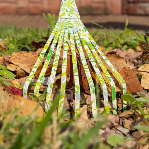 Грабли веерные 9 - зубые, 130 х 415 мм, стальные, пластиковая рукоятка, Flower Green, Palisad фото 12