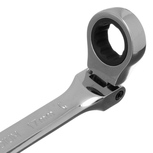 Ключ комбинированный трещоточный, 17 мм, CrV, шарнирный, зеркальный хром Matrix Professional фото 5 Ключ комбинированный трещоточный, 17 мм, CrV, шарнирный, зеркальный хром Matrix Professional фото 5