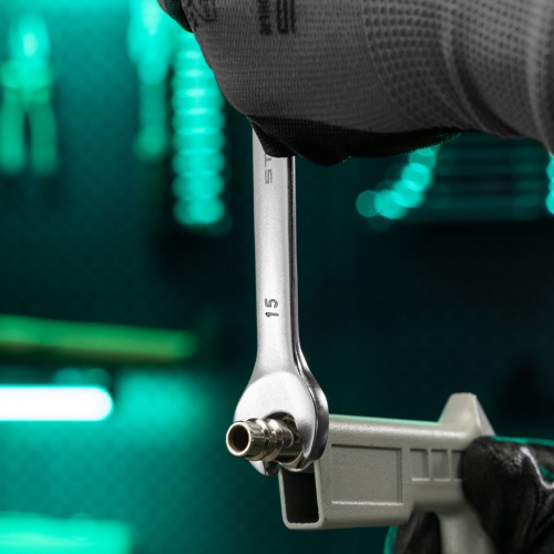 Ключ комбинированный, 15 мм, CrV, матовый хром Stels фото 7