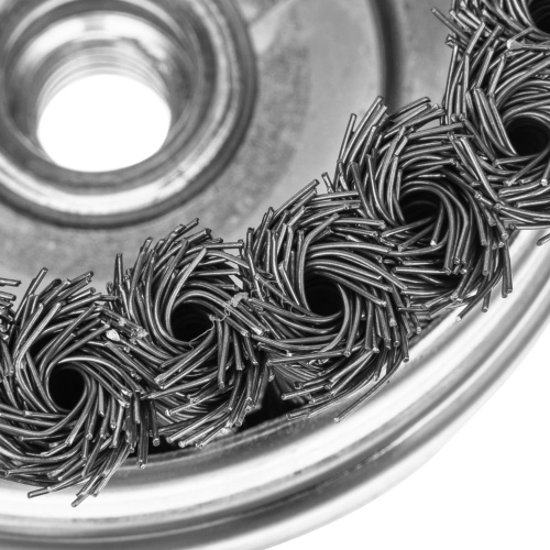 Щетка для УШМ Heavy Duty, 100 мм, М14, "чашка", крученая проволока 0.5 мм Matrix фото 5