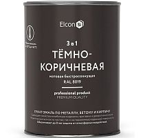 Грунт-эмаль по ржавчине Elcon 3 в 1 матовая Ral 8019 темно-коричневая 0,8 кг