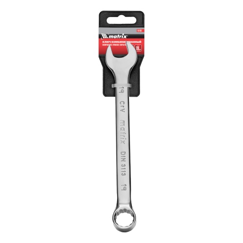 Ключ комбинированный, 19 мм, CrV, полированный хром Matrix фото 5