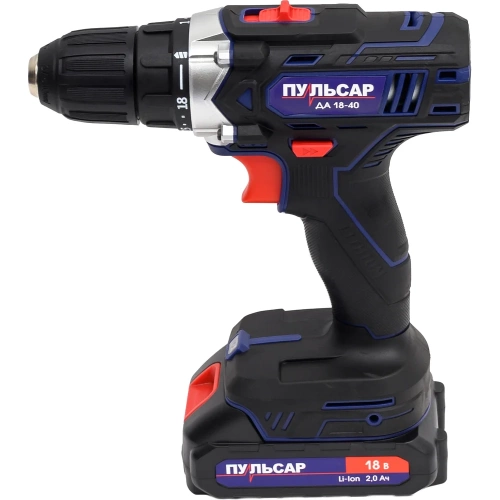 Дрель аккумуляторная безударная ПУЛЬСАР ДА 18-40 (18В, 40Hm, Li-on, 2,0Ah, 2 акк,,кейс) 923-101 фото 9