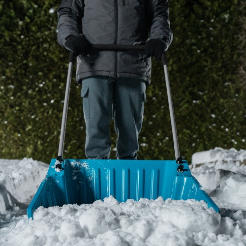 Скрепер-волокуша для уборки снега, полипропилен, колеса, 595х715х1445мм, рукоятка с ПВХ, LUXE Palisad фото 13