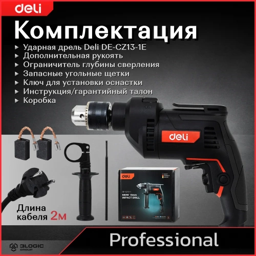 Профессиональная ударная дрель DELI DE-CZ13-1E 142606 фото 9