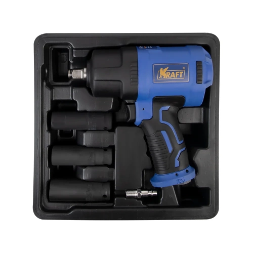Пневматический ударный гайковерт KRAFT 1/2 1450 н.м., в кейсе с головками KT 707014 Пневматический ударный гайковерт KRAFT 1/2 1450 н.м., в кейсе с головками KT 707014