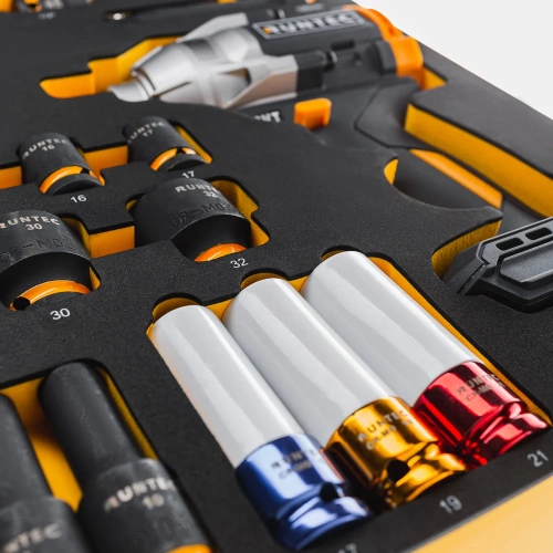 Набор с аккумуляторным гайковертом RUNTEC ударными головками и аксессуарами 1/2, 8-32 мм, CrMo в ложементе EVA, 39 пр. RT-IWIS1E39F фото 9