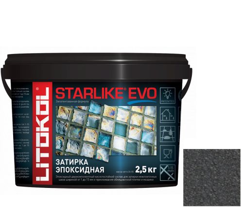 Затирка эпоксидная для швов Litokol Starlike Evo S.140 Nero Grafite 2,5 кг