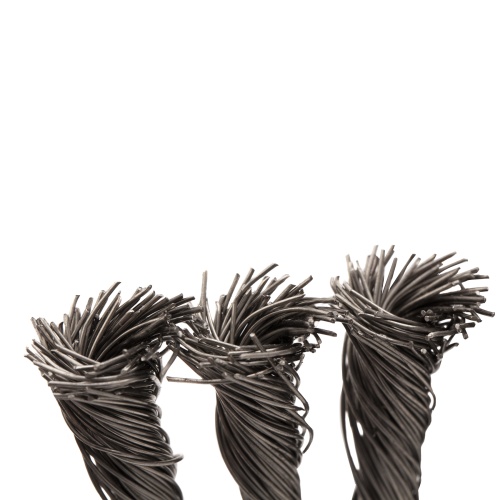 Щетка для УШМ, 200 мм, "Плоская", крученая нержавеющая проволока 0.5 мм, посадка 22.2 мм Denzel фото 3