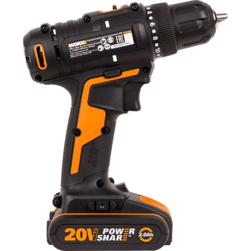 Дрель-шуруповерт аккумуляторная WORX 20В, 2Ач х2, ЗУ 0,4А, сумка WX100.2 фото 5 Дрель-шуруповерт аккумуляторная WORX 20В, 2Ач х2, ЗУ 0,4А, сумка WX100.2 фото 5