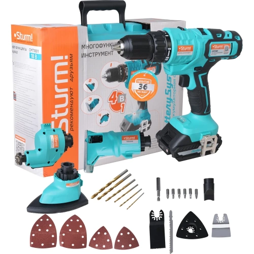 Аккумуляторный шуруповерт-мультитул 4в1 Sturm 1BatterySystem CMT1801