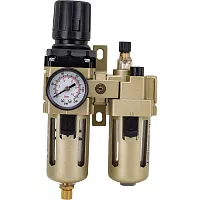 Блок подготовки воздуха AC3010-02 1/4", влагоотделитель с лубрикатором, релятором давления и манометром Pegas pneumatic 4703