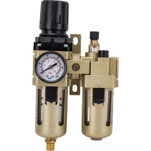 Блок подготовки воздуха AC3010-02 1/4", влагоотделитель с лубрикатором, релятором давления и манометром Pegas pneumatic 4703 Блок подготовки воздуха AC3010-02 1/4", влагоотделитель с лубрикатором, релятором давления и манометром Pegas pneumatic 4703