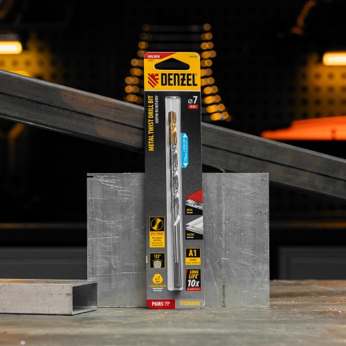 Сверло спиральное по металлу 7,0 х 156 мм, Р6М5, Golden Tip, удлиненное Denzel фото 7