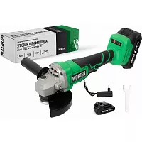 Угловая шлифмашина аккумуляторная WORTEN D125, 20В, 2х1.5 Ач, М14 КА-90000329