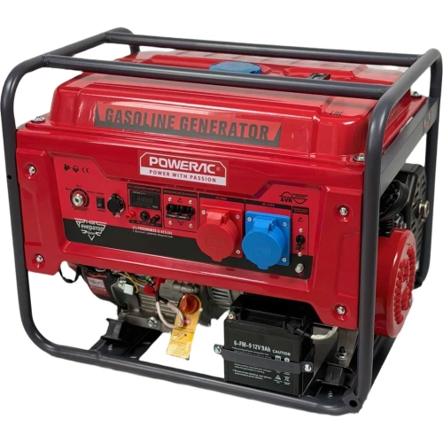Генератор бензиновый трёхфазный POWERAC (8 кВт, 220В/380В, 16л.с., АВТОЗАПУСК) PR8500H2E-3-ATS Генератор бензиновый трёхфазный POWERAC (8 кВт, 220В/380В, 16л.с., АВТОЗАПУСК) PR8500H2E-3-ATS