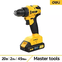 Дрель-шуруповерт аккумуляторная DELI DC120 (2 акб, 20В х 2Ач, ЗУ, 45Нм, сумка) 162757