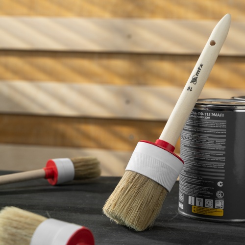 Кисть круглая №16 (55 мм) натуральная щетина, деревянная ручка MTX фото 6 Кисть круглая №16 (55 мм) натуральная щетина, деревянная ручка MTX фото 6