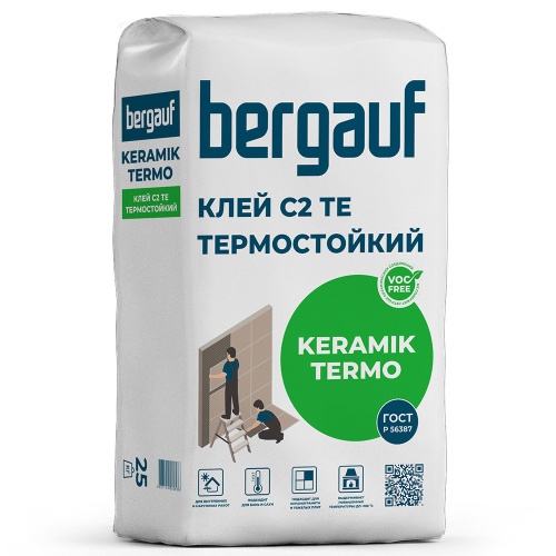 Клей для облицовки печей и каминов Bergauf Keramik Termo 25 кг Клей для облицовки печей и каминов Bergauf Keramik Termo 25 кг