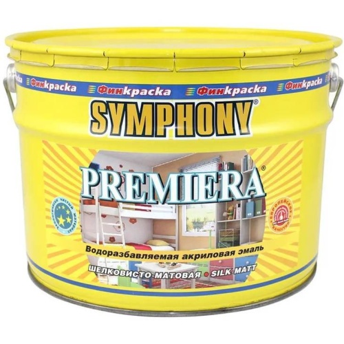 Эмаль акриловая Symphony Premiera 00-00012185 А шелково-матовая в металлическом ведре 2,7 л Эмаль акриловая Symphony Premiera 00-00012185 А шелково-матовая в металлическом ведре 2,7 л