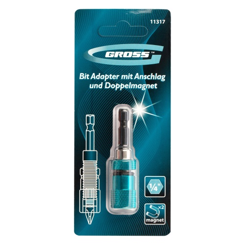 Адаптер для бит с ограничителем и двойным магнитом, 1/4 Gross фото 5