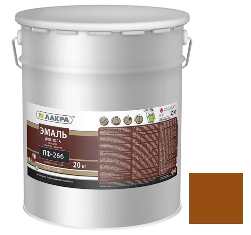 Эмаль для пола Лакра ПФ-266 желто-коричневая 20 кг