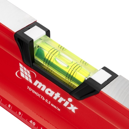Уровень алюминиевый, магнит, фрезерованный, 3 глазка (1 зеркальный) двухкомпонентные рукоятки, 800 мм Matrix фото 7