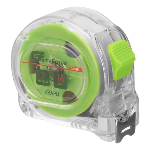 Рулетка Кварц,прозрачный корпус,амортизатор,5 м х 19 мм Сибртех Рулетка Кварц,прозрачный корпус,амортизатор,5 м х 19 мм Сибртех