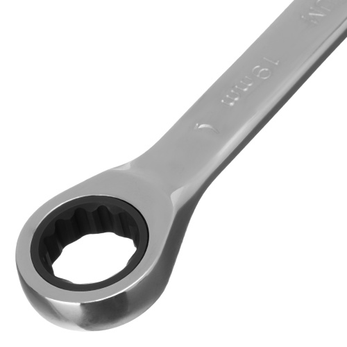 Ключ комбинированный трещоточный, 19 мм, CrV, зеркальный хром Matrix Professional фото 4