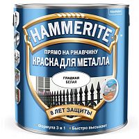 Краска для металлических поверхностей Hammerite гладкая RAL 9003 белая 5 л