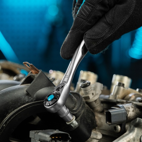 Ключ-трещотка 1/4", CrV, 120 зубьев, с быстрым сбросом, цельнометаллический, хром Gross фото 12