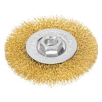 Щетка для УШМ, 100 мм, М14, плоская, латунированная витая проволока Matrix