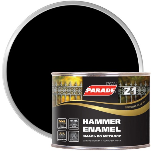 Эмаль по металлу Parade Special Z1 гладкая RAL 9005 Л-С черная 0,45 л