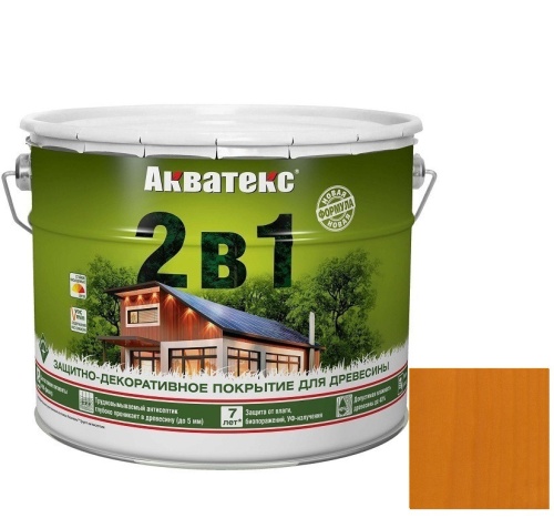 Покрытие алкидное защитно-декоративное для древесины Акватекс 2 в 1 полуматовое Груша 9 л