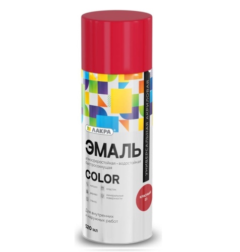 Эмаль аэрозольная Лакра Color универсальная красная 23 520 мл
