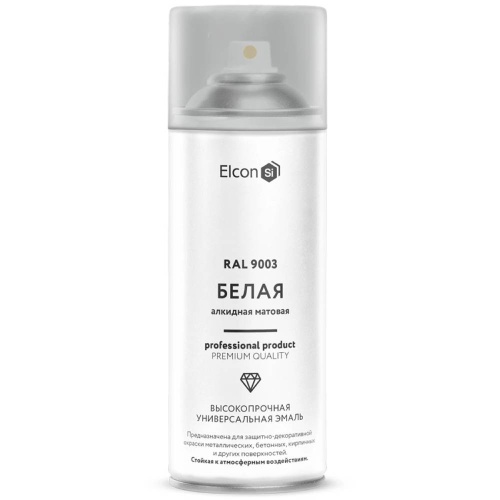 Эмаль аэрозоль алкидная универсальная Elcon белая матовая 520 мл RAL 9003