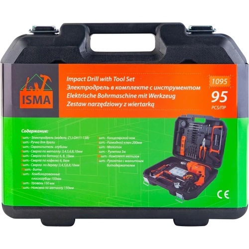 Набор инструментов с электрической дрелью ISMA 95 предметов (220v,750w,0-2900об/мин),в кейсе ISMA-1095(51106) фото 11 Набор инструментов с электрической дрелью ISMA 95 предметов (220v,750w,0-2900об/мин),в кейсе ISMA-1095(51106) фото 11