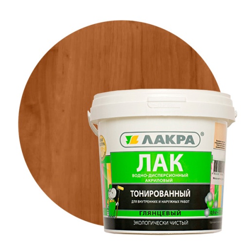 Лак акриловый тонированный Лакра с УФ-фильтром орех 0,9 кг