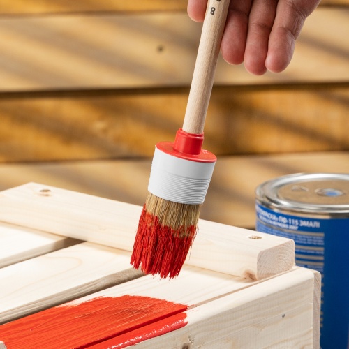 Кисть круглая № 8 (35 мм) натуральная щетина, деревянная ручка MTX фото 9