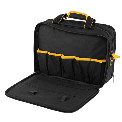 Сумка для инструмента, 400х170х300 мм, 3 отделения, 28 карманов, наплечный ремень Denzel фото 5