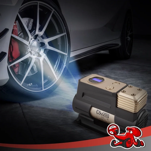 Усиленный компрессор DSV Smart с LED фонарем, 45 л/мин, 12 В, с цифр. манометром, сумка 224000 фото 3